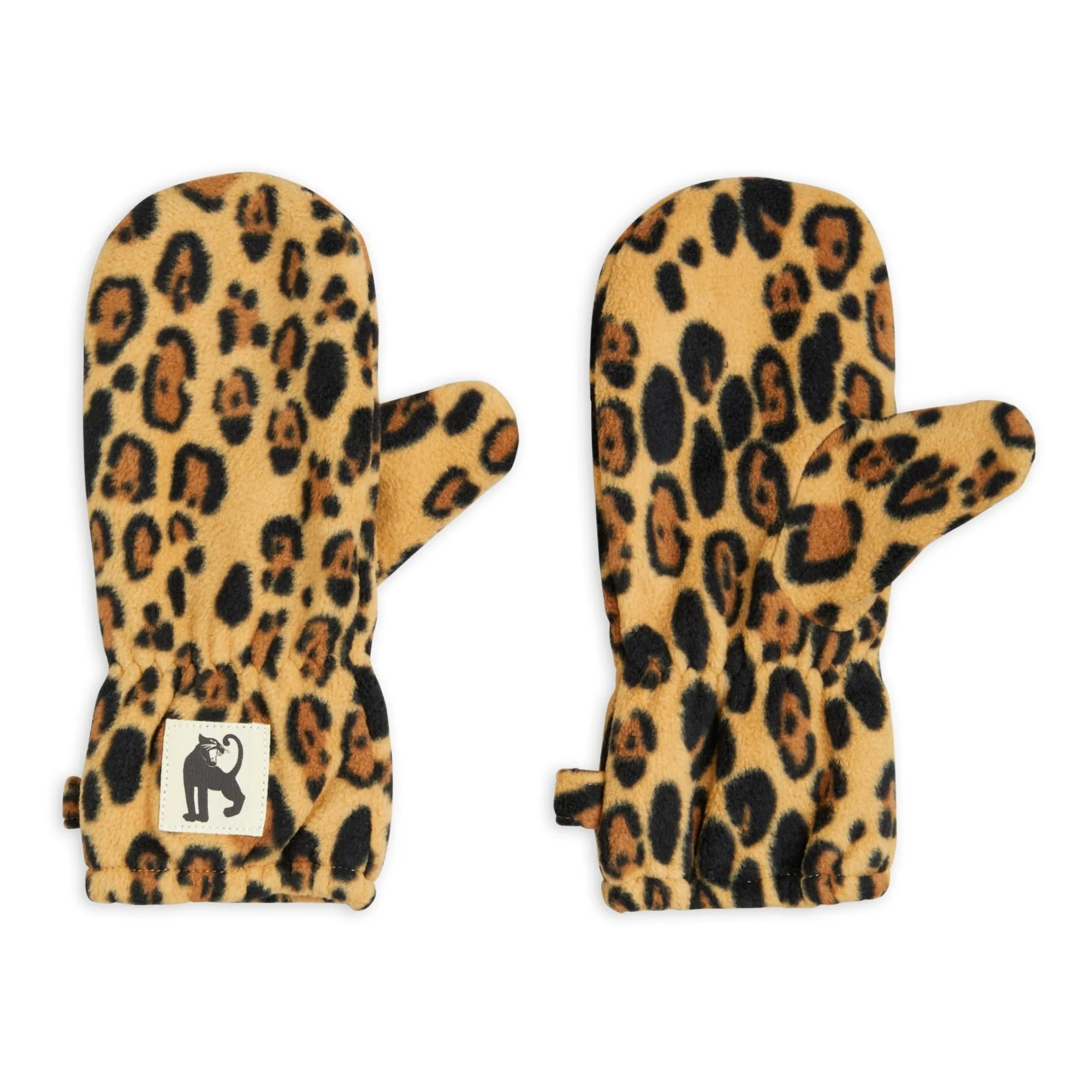 Mini Rodini Brown Recycled Polyester Leopard Print Mittens