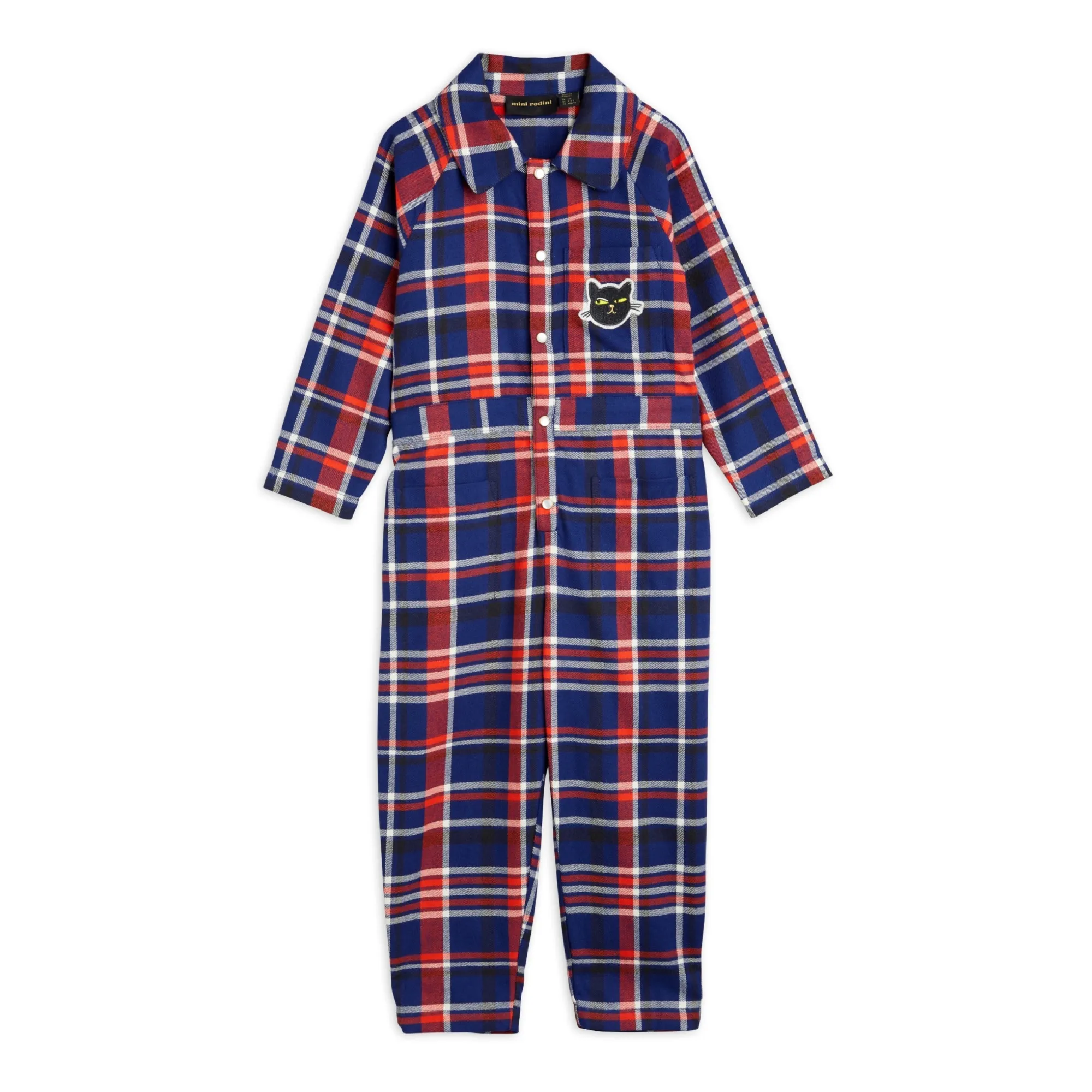 Mini Rodini Navy Blue Organic Cotton Checked Jumpsuit
