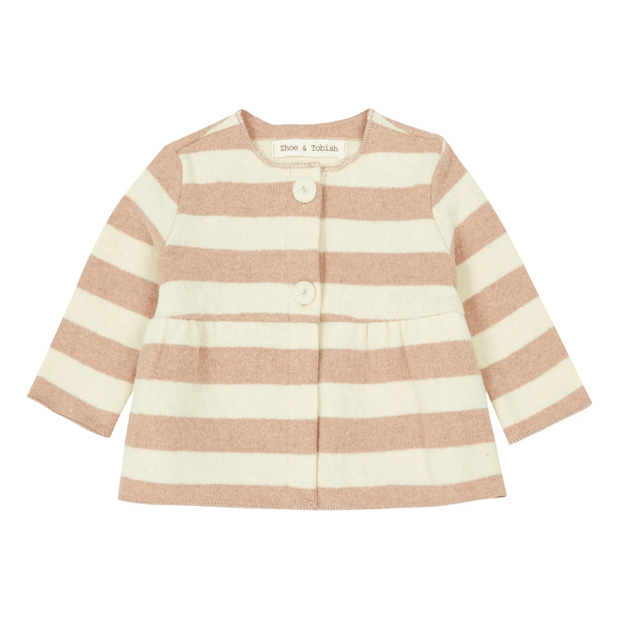 Zhoe & Tobiah Beige Striped Knit Cardigan