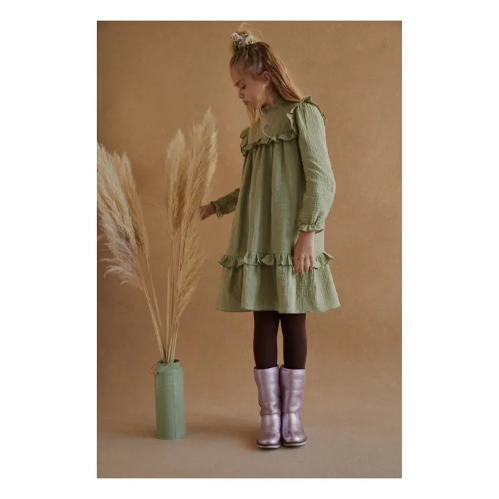 Kleid aus Bio-Baumwolle Plumetis Shelley | Grünolive- Produktbild Nr. 4