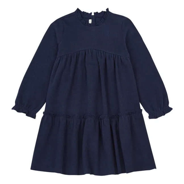 Frilly Knit Dress | Navy blue