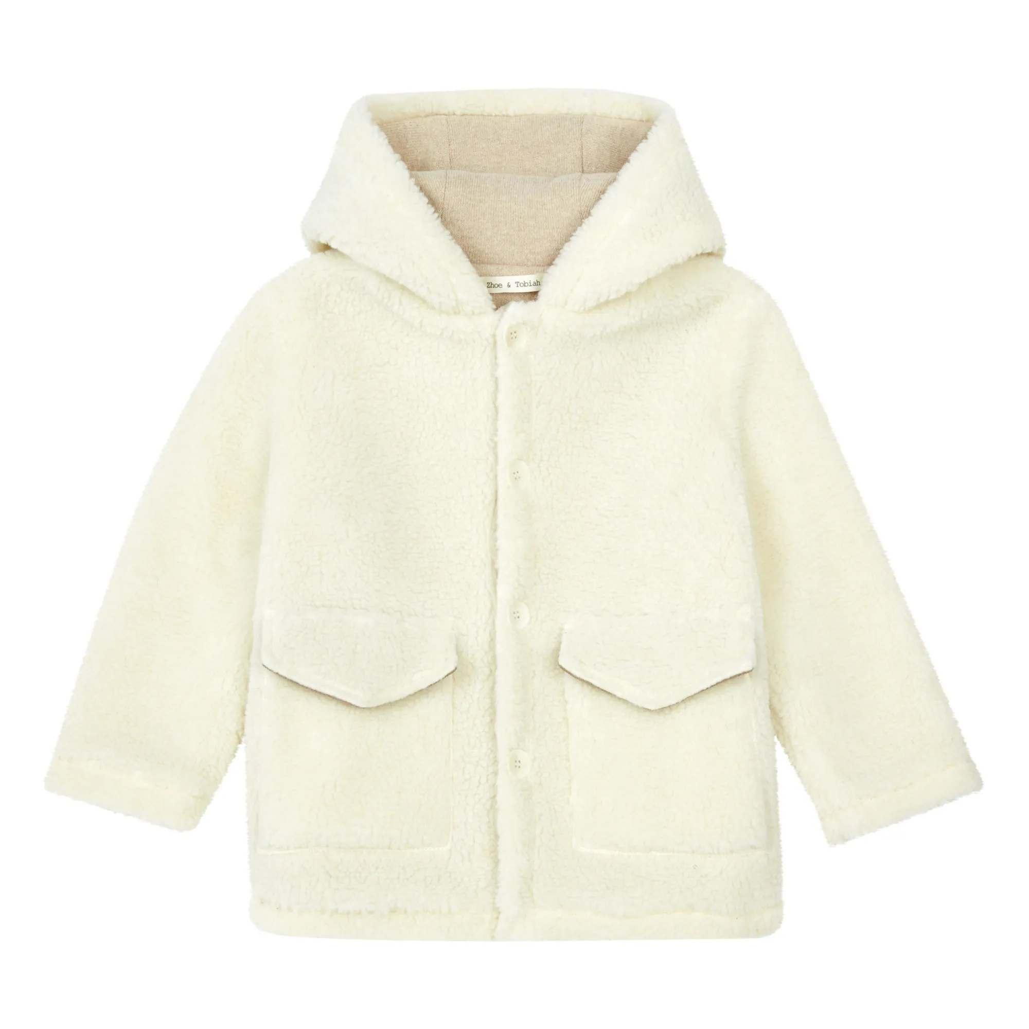 Zhoe & Tobiah Ecru Faux Fur Hooded Coat