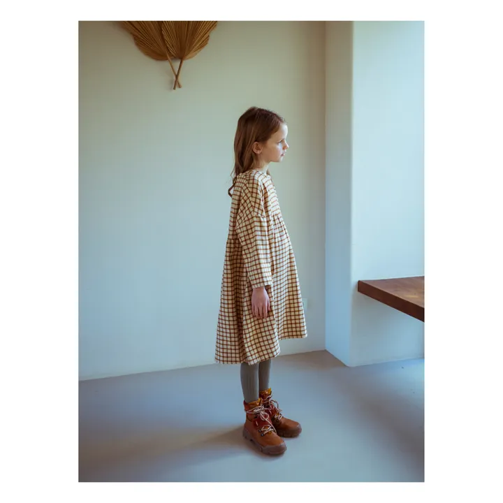 Organic Cotton Checked Dress | Beige- Product image n°2