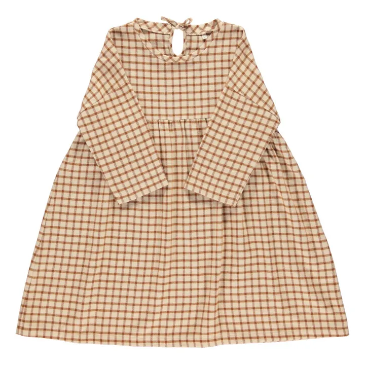 Organic Cotton Checked Dress | Beige- Product image n°0