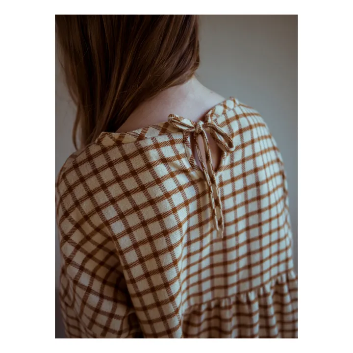 Organic Cotton Checked Dress | Beige- Product image n°3