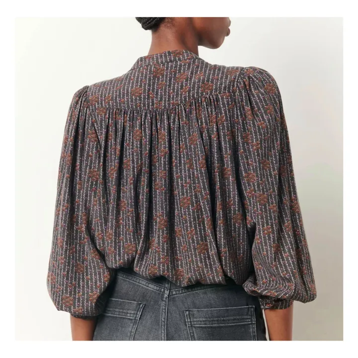 Leonce Cupro Printed Blouse | Charcoal grey- Product image n°3