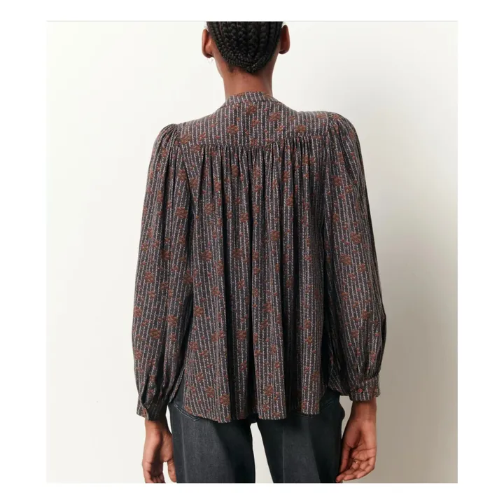 Leonce Cupro Printed Blouse | Charcoal grey- Product image n°4