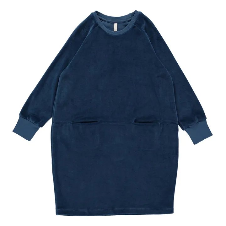 Vestido de rizo de algodón orgánico | Azul- Imagen del producto n°0