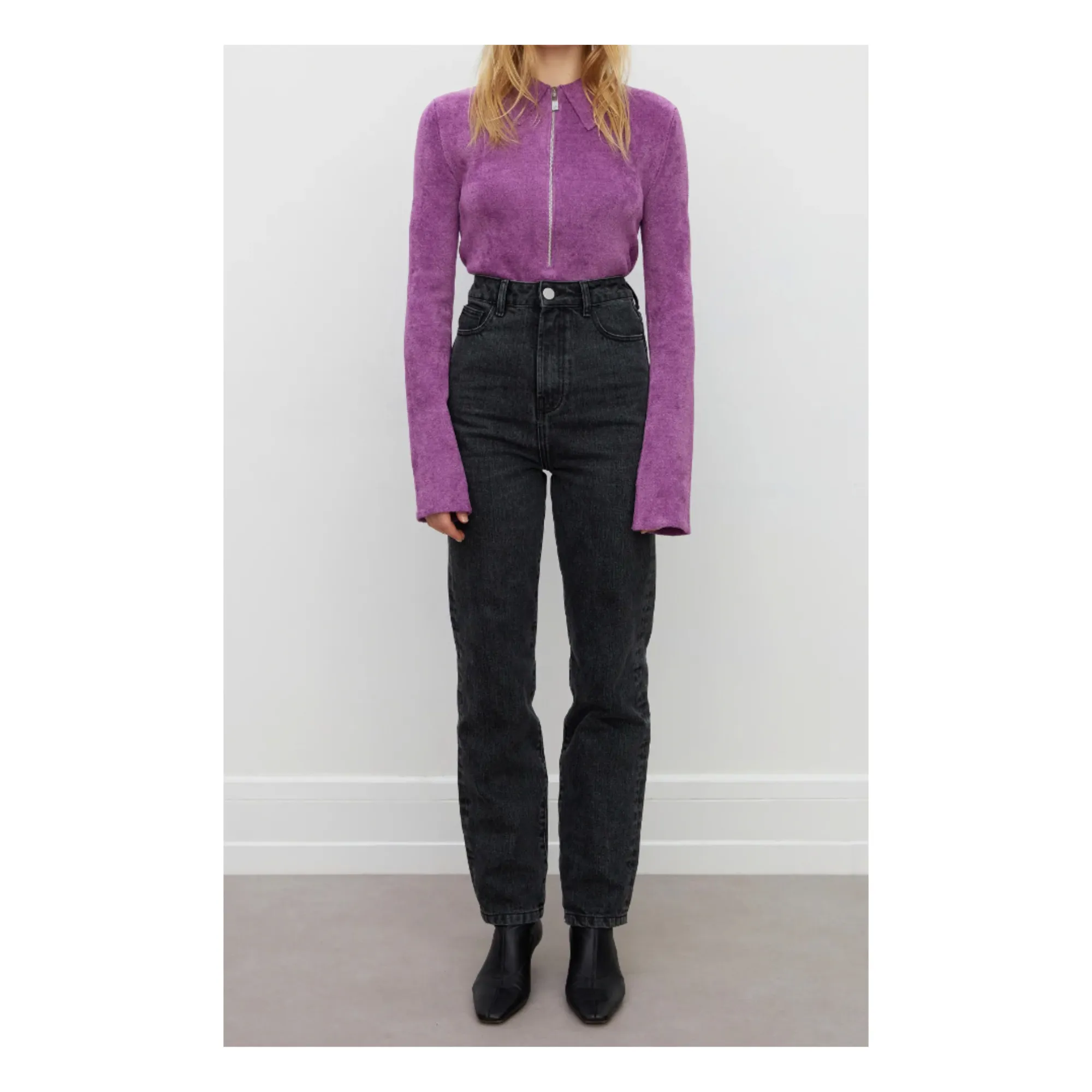 Róhe Women's Purple Innez Terry Cloth Zip-Up Jumper