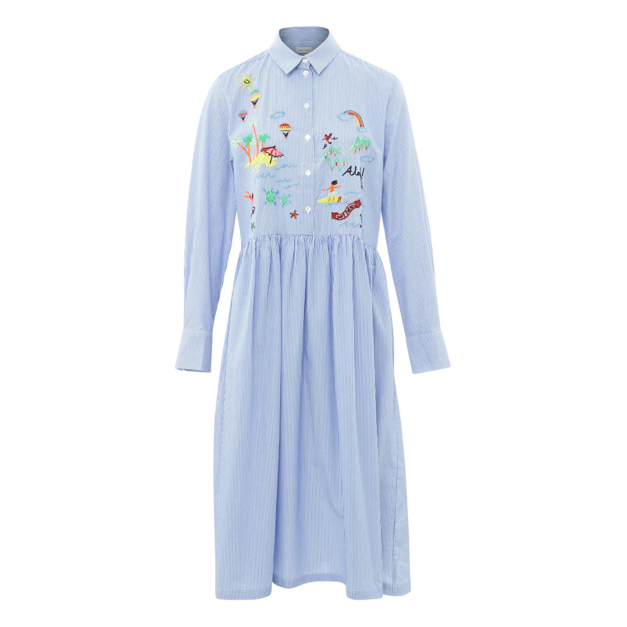 Mira Mikati - Patmos Striped Embroidered Dress - Blue | Smallable