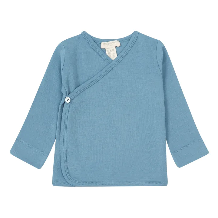 Also Merino Wool Wrap Over T-shirt | Grey blue- Product image n°0