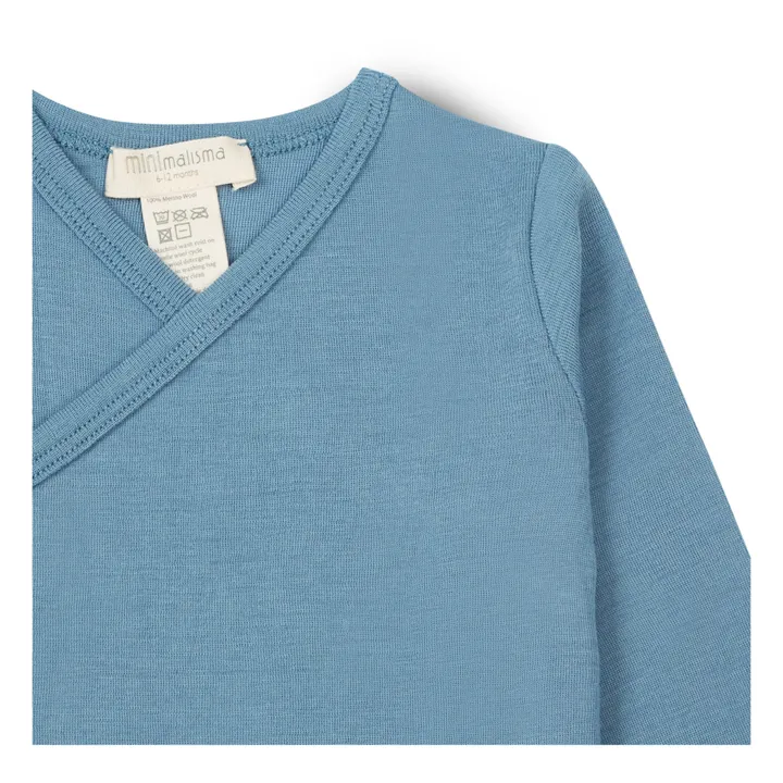 Also Merino Wool Wrap Over T-shirt | Grey blue- Product image n°3