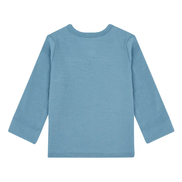 Also Merino Wool Wrap Over T-shirt | Grey blue- Product image n°4