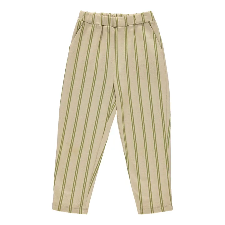 Striped Organic Cotton Trousers | Green- Product image n°0