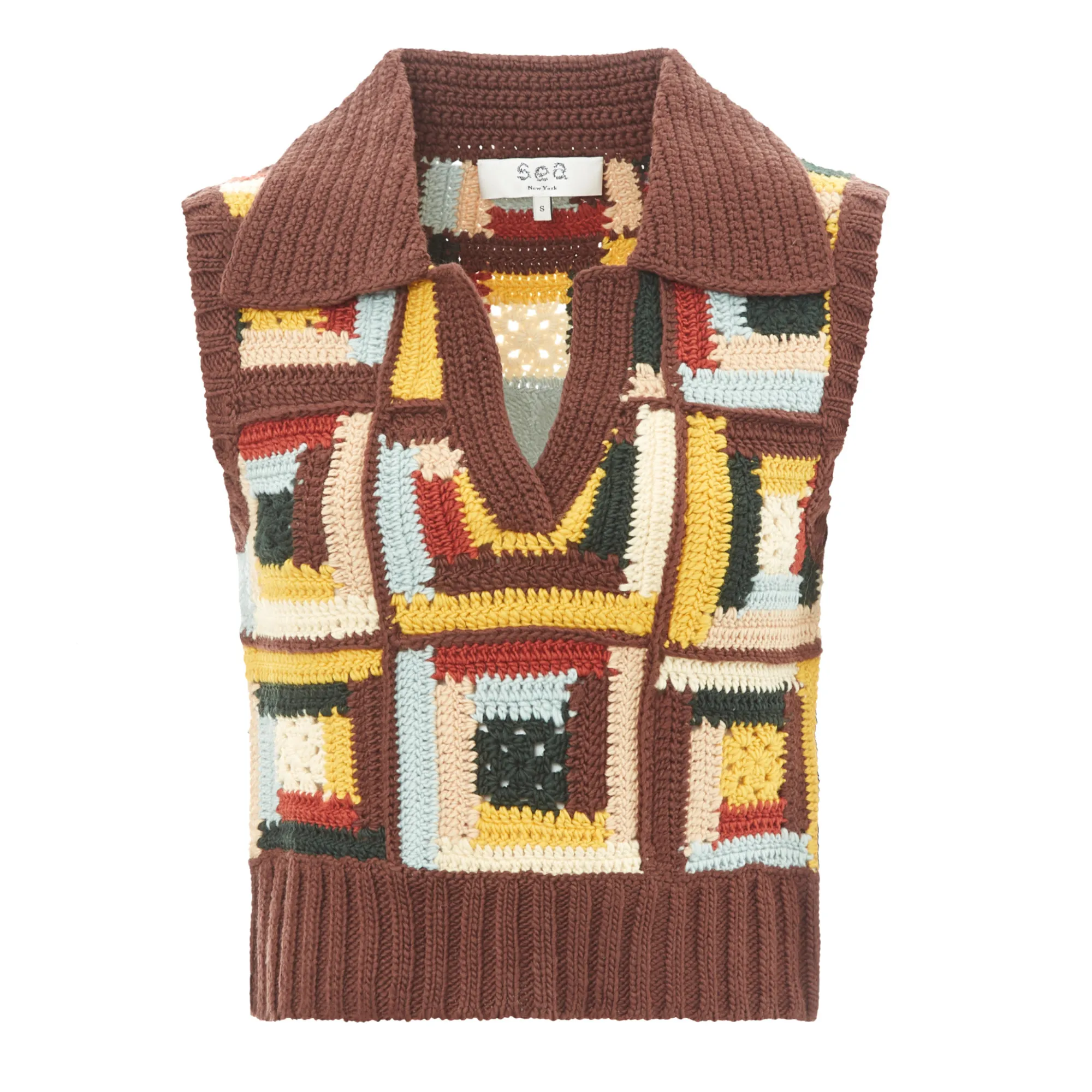 Sea Ny Brown Agnes Crochet Top