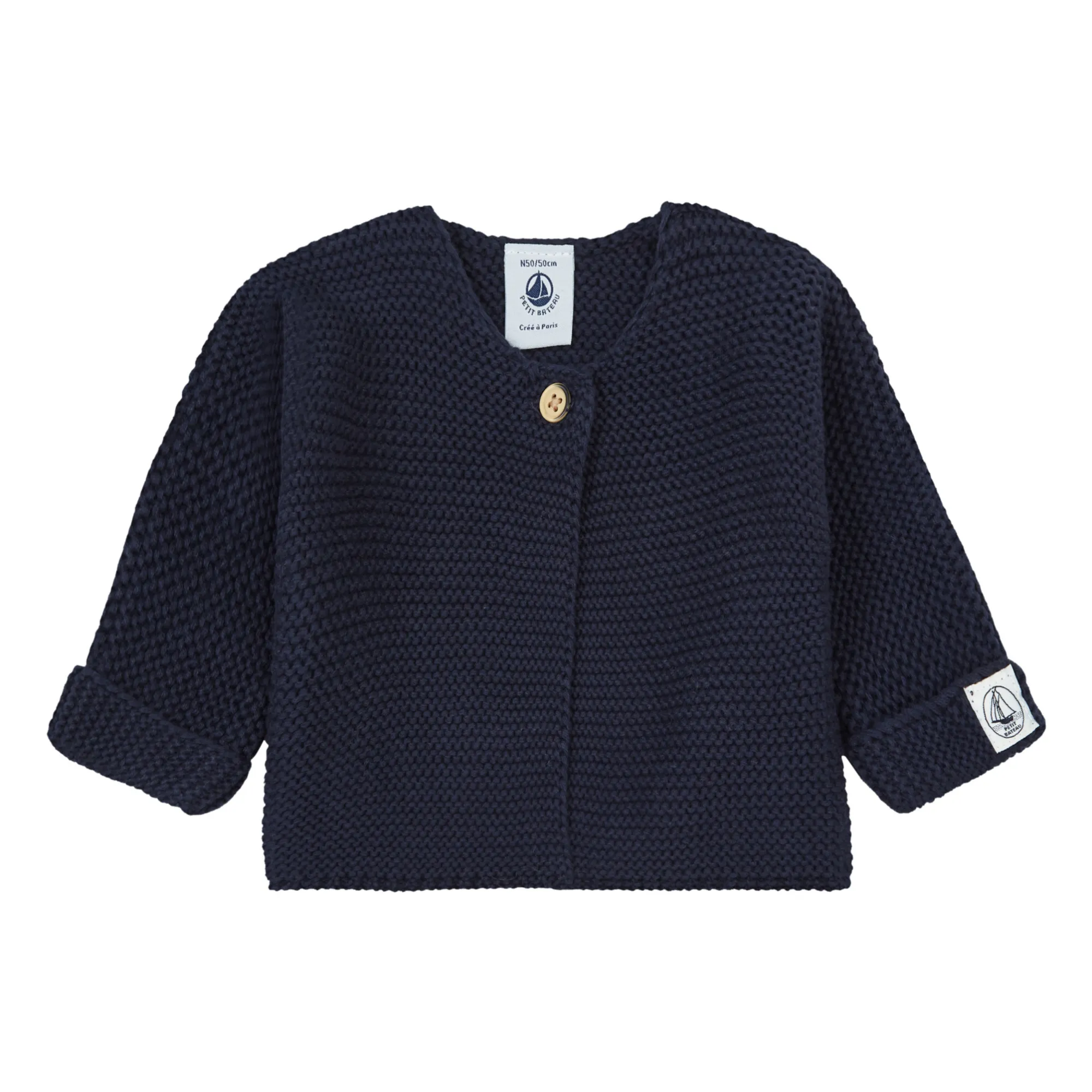 Petit Bateau - Gilet Tricot Point Mousse Fabalero Coton Bio (Petit Bateau) - Image 1