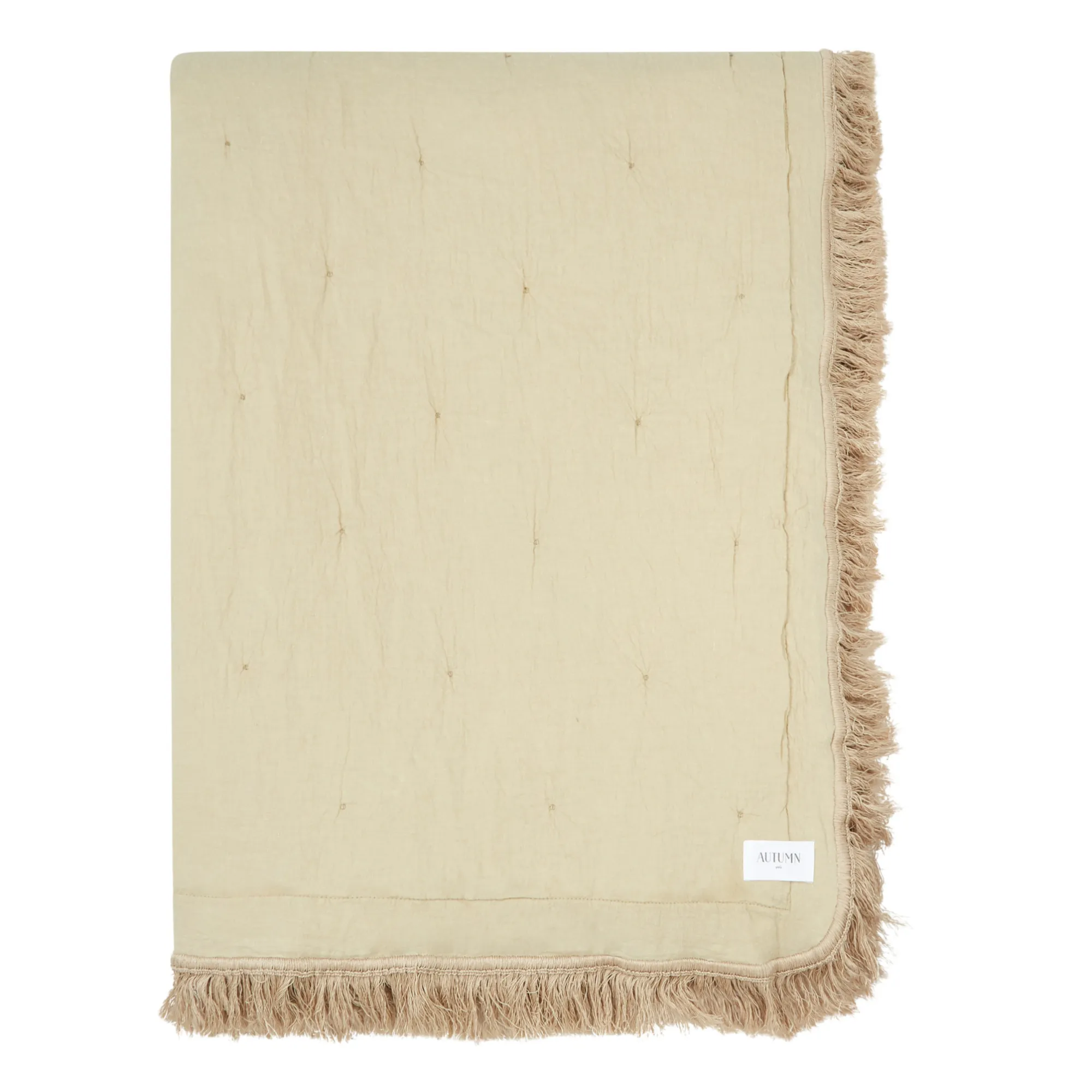 Autumn Oak Organic Cotton And Linen Fringed Bedspread