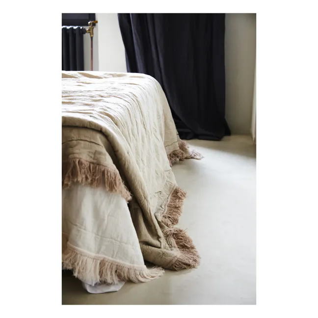 Organic Cotton and Linen Fringed Bedspread | Oak