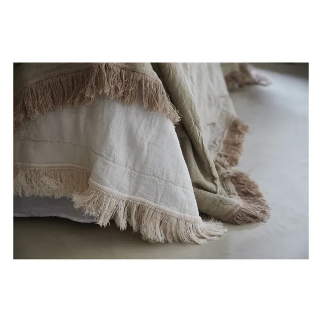 Organic Cotton and Linen Fringed Bedspread | Oak
