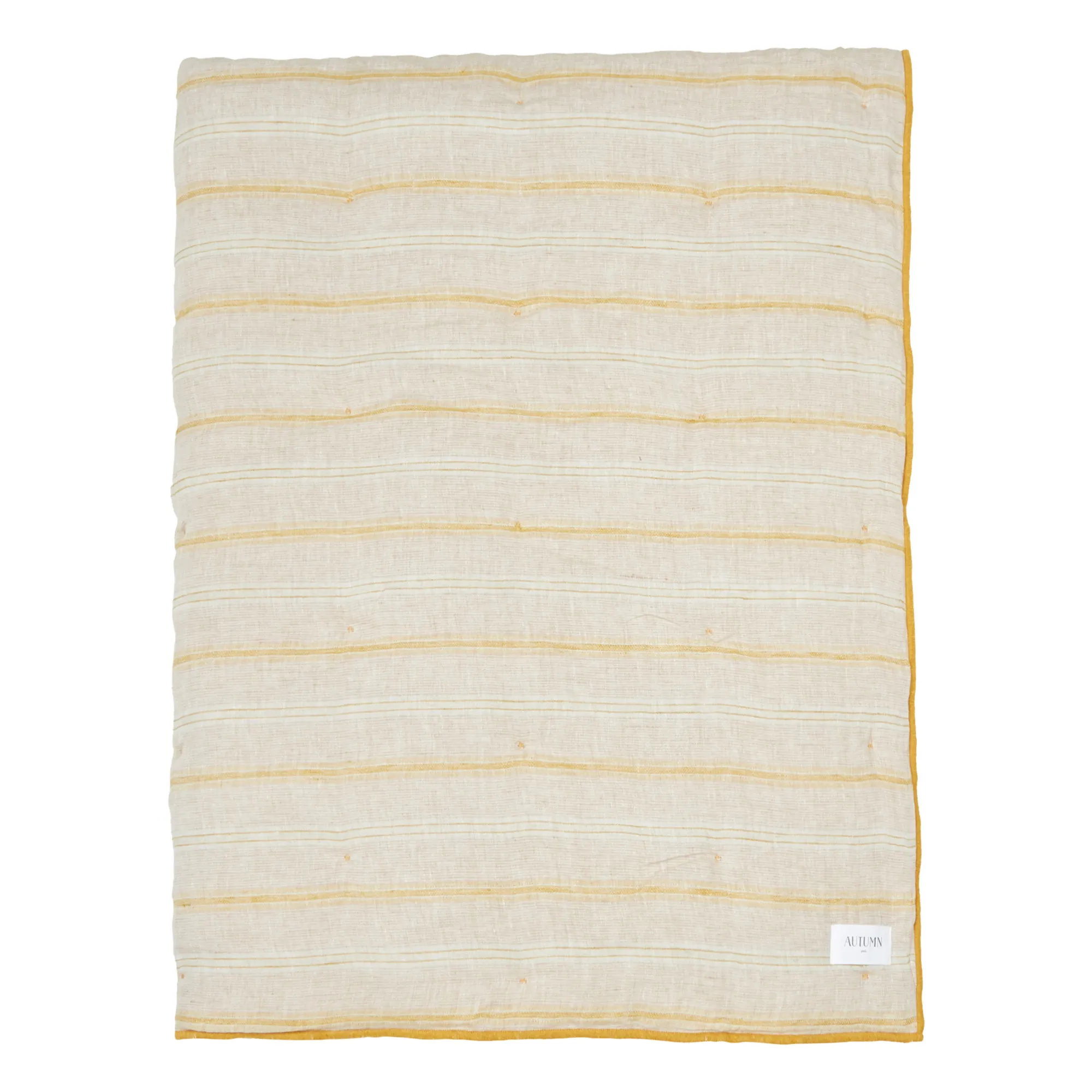 Autumn Yellow Linen Striped Bedspread