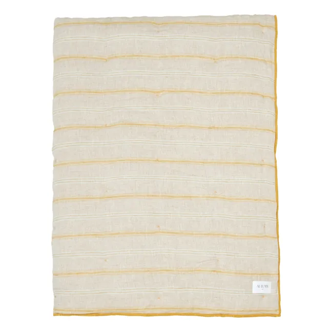 Linen Striped Bedspread | Yellow