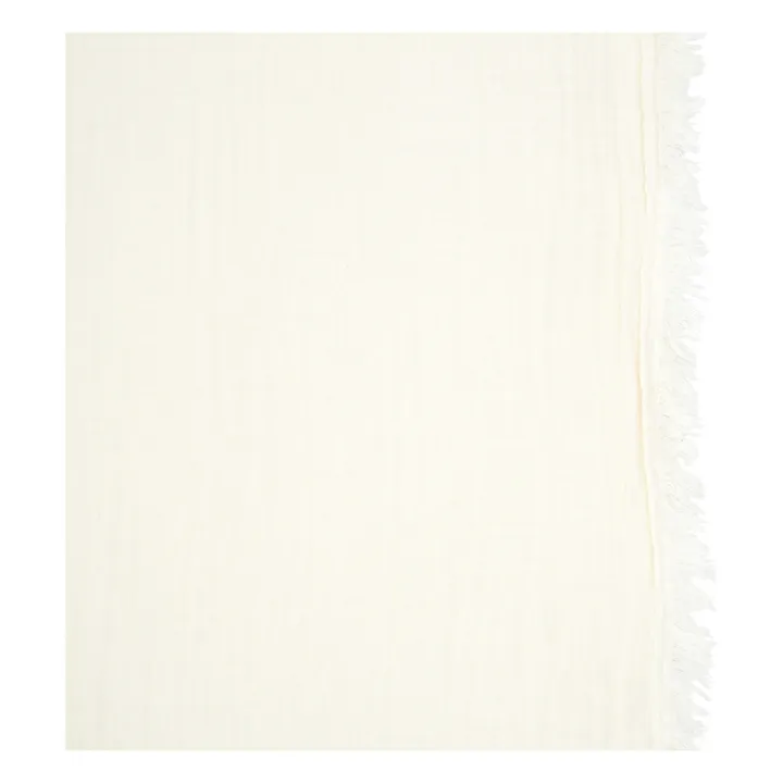 Mantel de doble gasa de algodón con flecos Hanoï | Leche- Imagen del producto n°2
