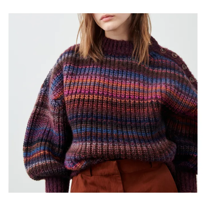 Maglione a righe in lana Nuza | Prugna- Immagine del prodotto n°1