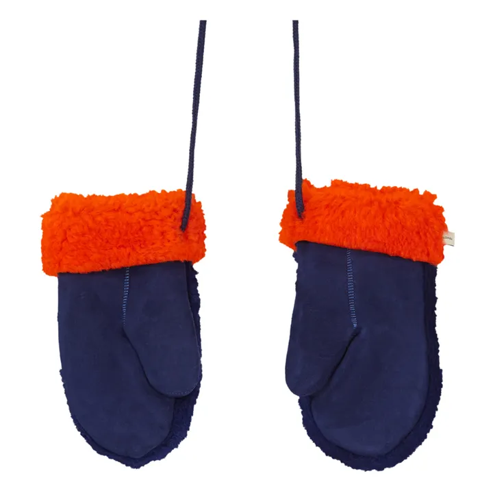 Guanti in lana merino bicolore | Blu marino- Immagine del prodotto n°1