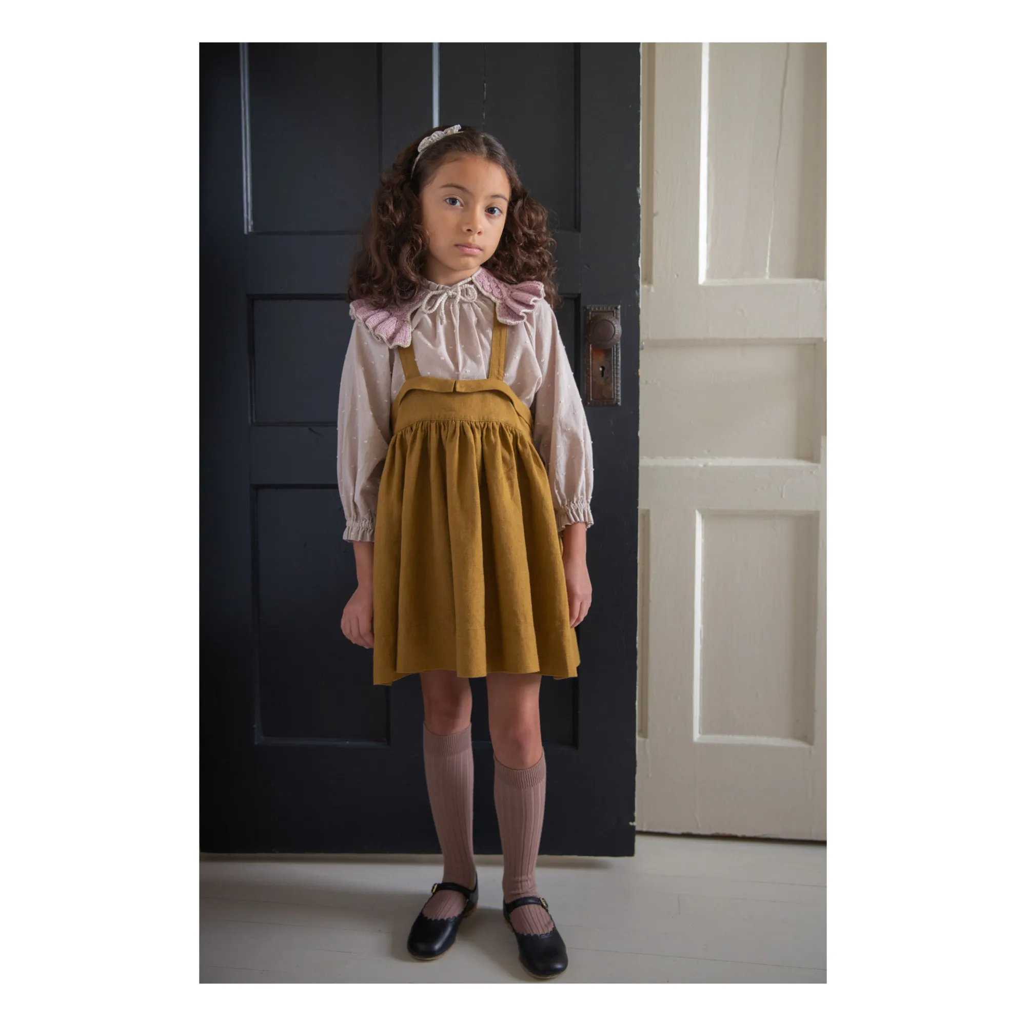 Soor Ploom - Enola Linen Suspender Dress - Ochre | Smallable