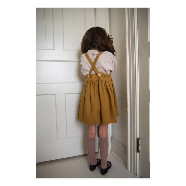 Soor Ploom - Enola Linen Suspender Dress - Ochre | Smallable
