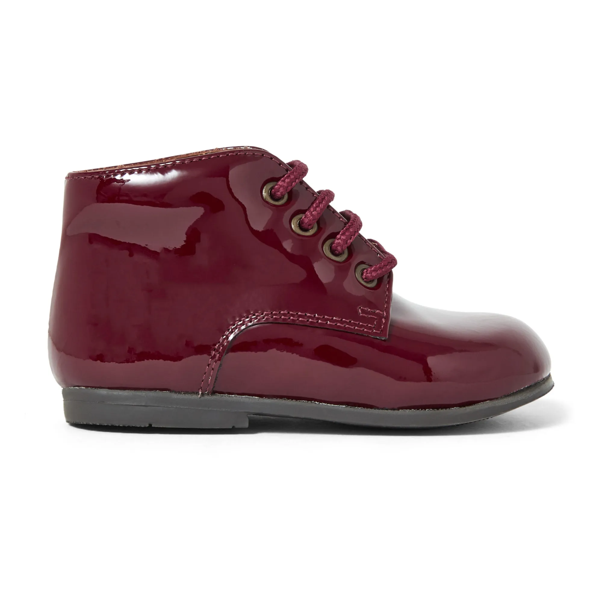 Pèpè Burgundy Patent Leather Lace-Up Boots