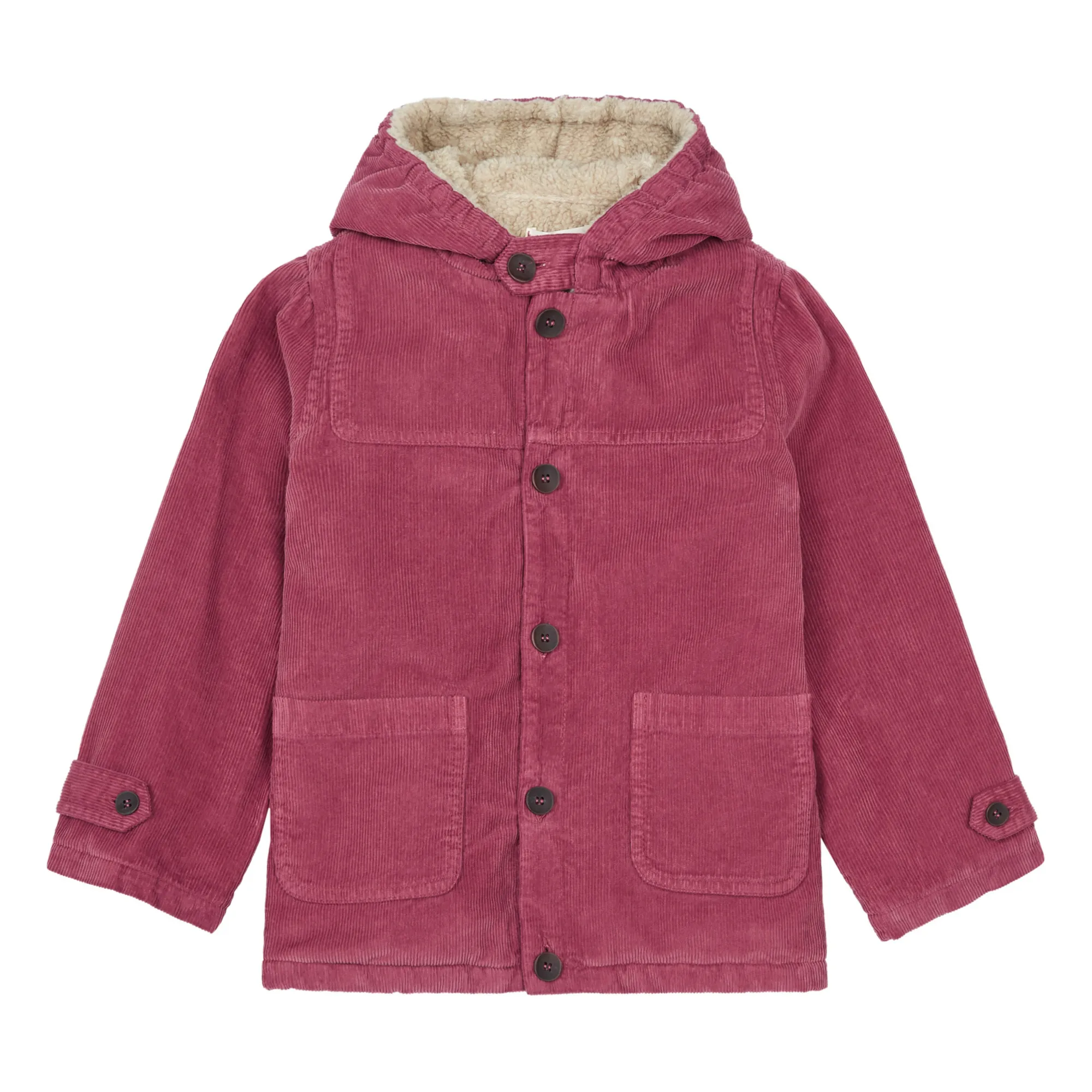 Zhoe & Tobiah Pink Corduroy Sherpa-Lined Coat