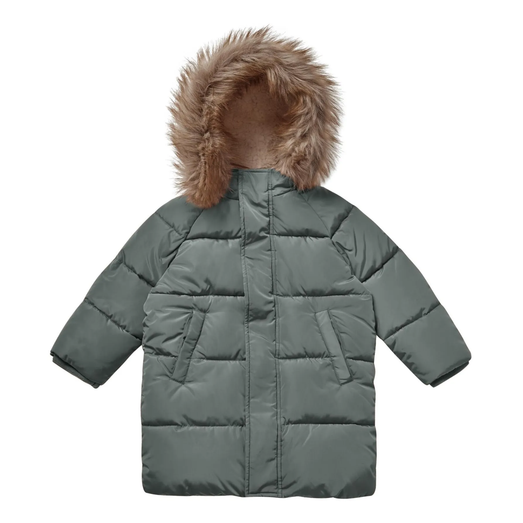 Rylee + Cru Grey Long Hooded Puffer Jacket