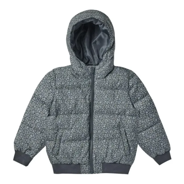 Doudoune Courte Fleurie | Gris