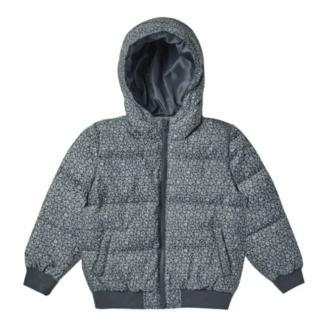 Floral Cropped Puffer Jacket | Grey