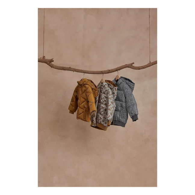 Kurze Daunenjacke mit Blumenmuster | Grau