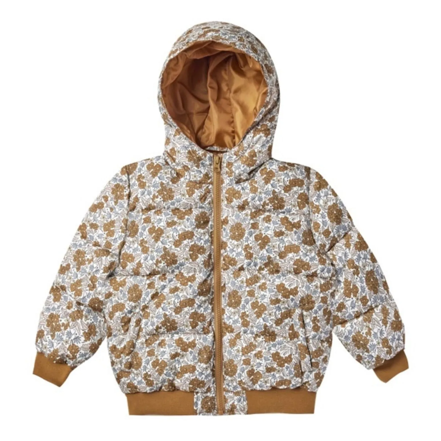 Rylee + Cru Camel Floral Puffer Jacket