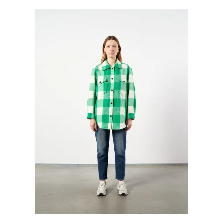 Ari Checked Woollen Overshirt - Women’s Collection  | Green- Product image n°1