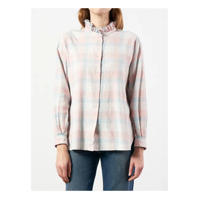 Blouse Greta Carreaux - Collection Femme  | Bleu