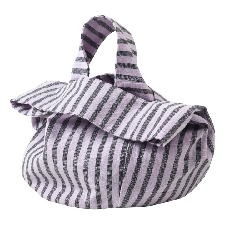 Strips Cotton Bread Basket | Lilac- Product image n°1