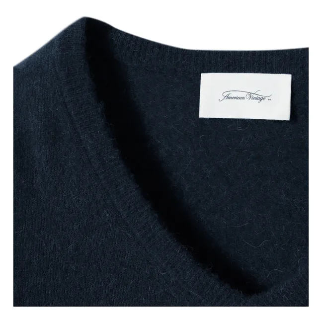 Jersey de lana Razpark con cuello en V | Azul Marino