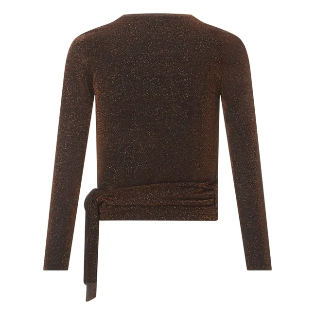 Top Drapé Cache-Coeur Glitters | Marron