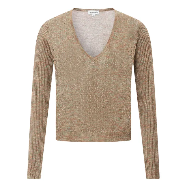 Pull Col V Lurex | Noisette