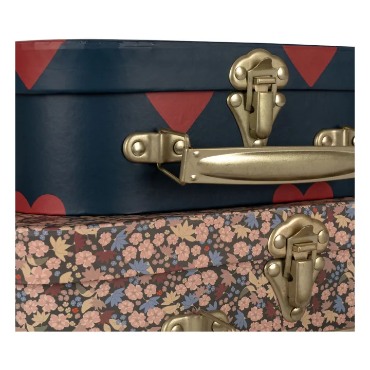 Pequeñas maletas de cartón FSC Winter garden/amour - Juego de 2 | Azul- Imagen del producto n°1