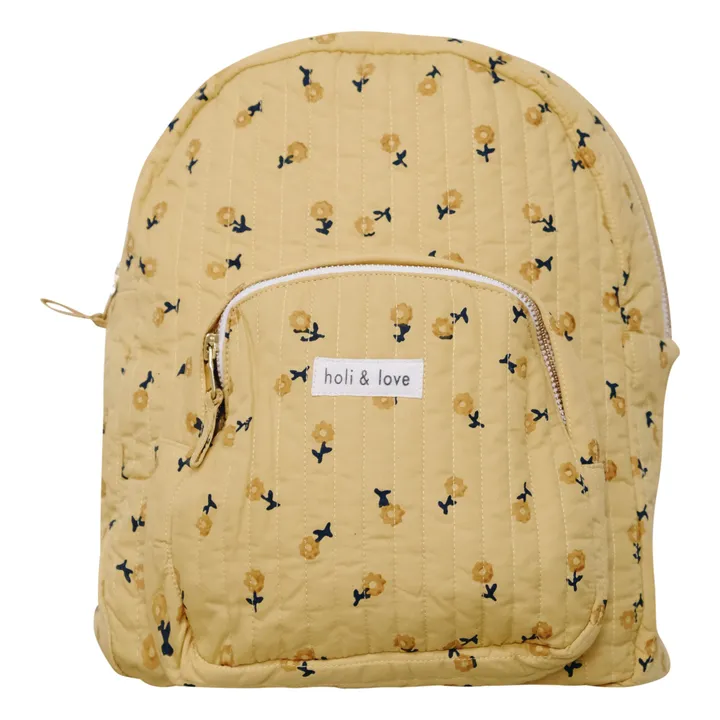 Flower Print Backpack | Yellow- Product image n°0