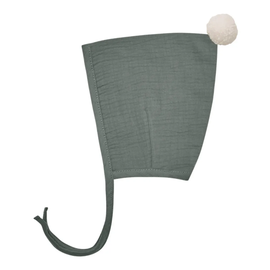 Quincy Mae Dark Grey Organic Cotton Muslin Pixie Pompom Beanie