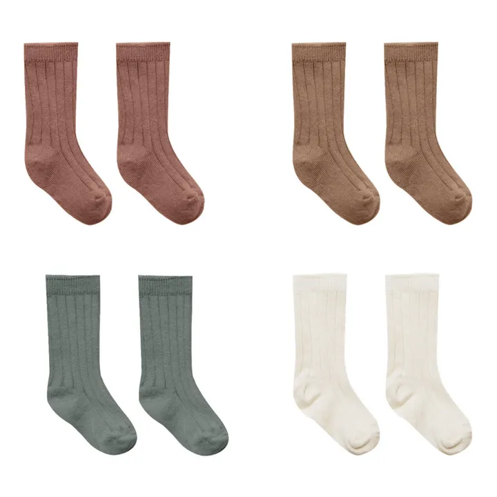 4er-Set lange Socken gerippt Bio-Baumwolle | Elfenbeinfarben- Produktbild Nr. 0