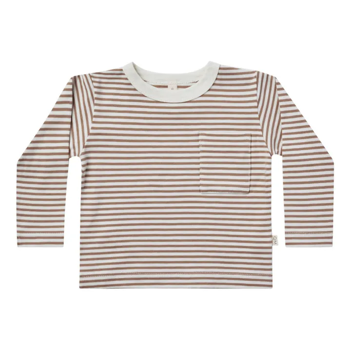 Striped Organic Cotton T-shirt  | Chocolate- Product image n°0