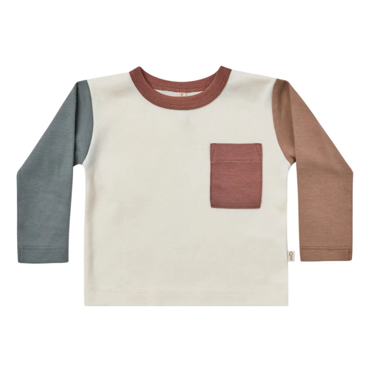 Quincy Mae Ivory Organic Cotton Colourblock T-Shirt
