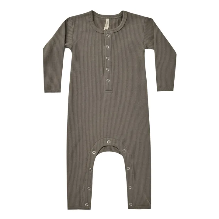 Organic Cotton Ribbed Jumpsuit | Charcoal- Product image n°0